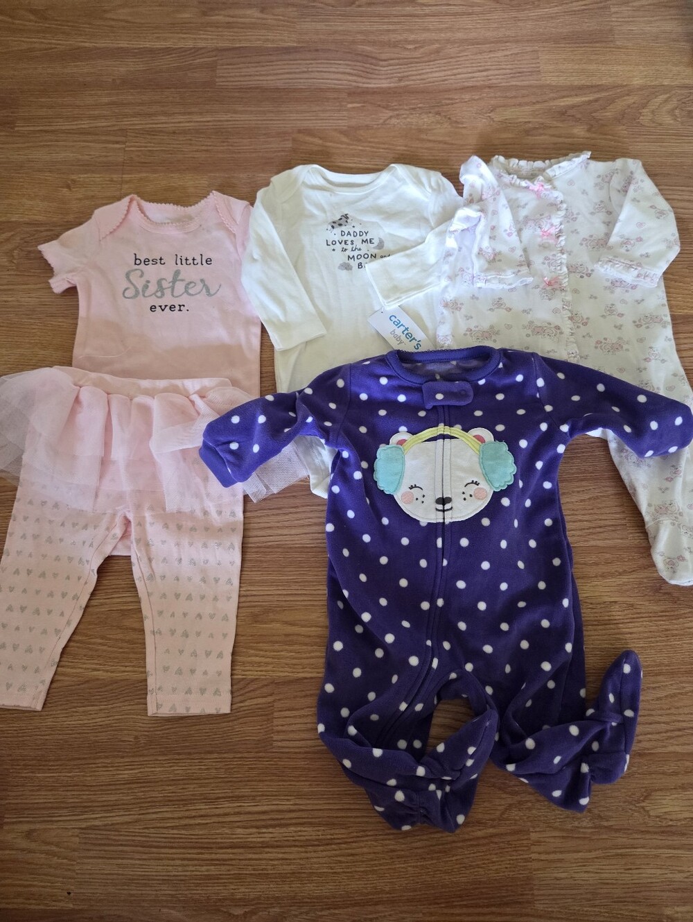 Carter's Girl's 6M Bundle 5pc NEW 'Best Little Sister Ever' Tutu Set Pink